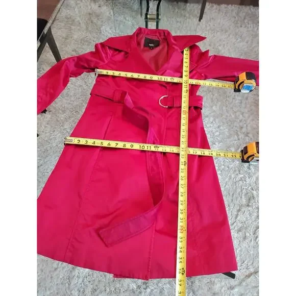 Mossimo Womens Pink Polyester Notch Collar Long Sleeve Belted Coat Jacket Small - Picture 7 of 13